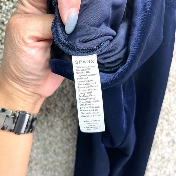 Spanx Leggings Women’s Small Dark Blue Velvet Lapis Night High Waist Pull On NWT - Picture 7 of 9